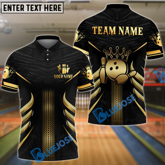 BlueJose Bowling And Pins Crown Punch Style Customized Name, Team Name 3D Shirt (4 Colors)