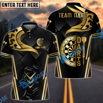 BlueJose Darts Gold Black 3D Dartboard Design Customized Name, Team Name 3D Shirt (4 Colors)