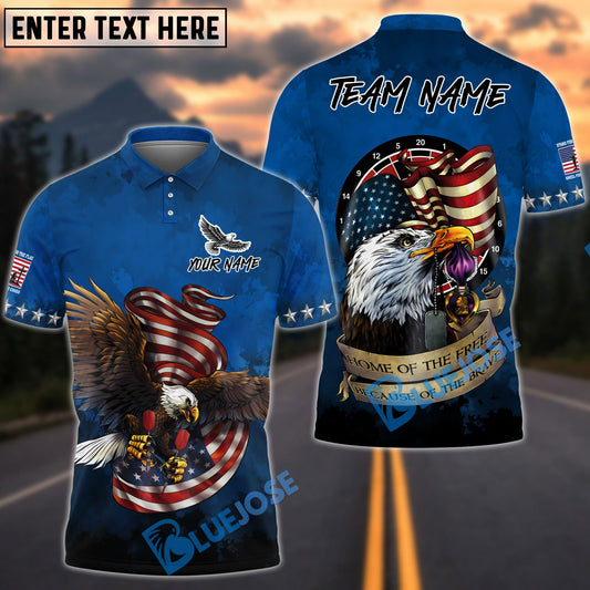 BlueJose Darts Home Of Free Eagle Flag Patriot Customized Name, Team Name 3D Shirt (4 Colors)