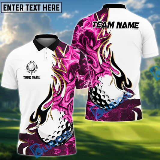 BlueJose Golf Golden Line Flame Art Design Multicolor Option Polo Shirt (6 Colors)