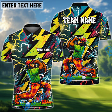 BlueJose Electric Swing Golf Shirt, Customized Name & Team Name 3D Shirts (4 Colors)