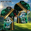 BlueJose Cartoon Golf Ball Fire Flames Golden Line Style Customized Name & Team Name 3D Shirts (4 Colors)