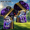 BlueJose Cartoon Golf Ball Fire Flames Golden Line Style Customized Name & Team Name 3D Shirts (4 Colors)