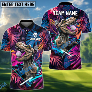 BlueJose Jurassic Swing Golf Polo Shirt, Custom Name & Team Name Golf 3D Shirts