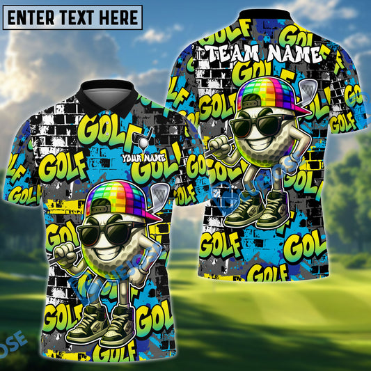 BlueJose Graffiti Swag Golf Polo Shirt, Customized Name & Team Name 3D Shirts (4 Colors)