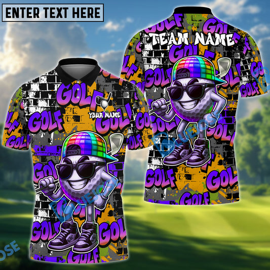 BlueJose Graffiti Swag Golf Polo Shirt, Customized Name & Team Name 3D Shirts (4 Colors)