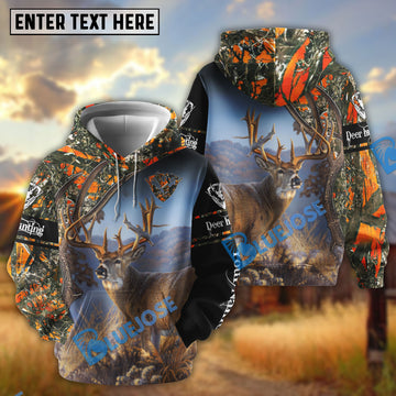 BlueJose Deer Hunting Forest Camo Hoodie Custom Name Shirt 3D All Over Printed Clothes
