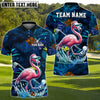 BlueJose Tropical Flamingo Golf Polo Shirt, Customized Name & Team Name 3D Shirts (4 Colors)