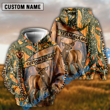 BlueJose Orange Camo Deer Hunting Hoodie Personalized 3D Hoodie For Hunting Lover