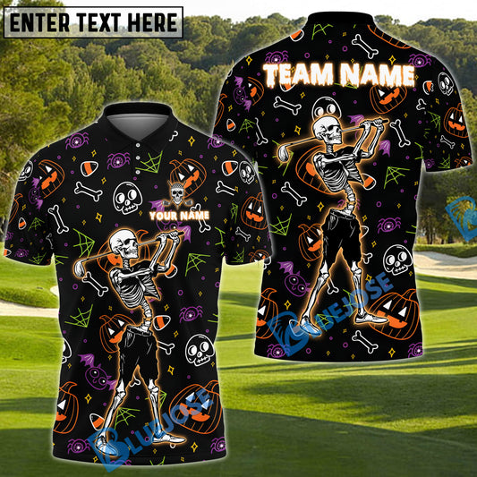 BlueJose Spooky Swing Golf Polo Shirt, Custom Name & Team Name Golf 3D Shirts