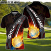 BlueJose Fireball Swing Golf Shirt, Customized Name & Team Name 3D Shirts (4 Colors)
