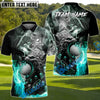 BlueJose Fire Wolf Polo Golf Shirt, Customized Name & Team Name 3D Shirts (4 Colors)