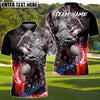 BlueJose Fire Wolf Polo Golf Shirt, Customized Name & Team Name 3D Shirts (4 Colors)