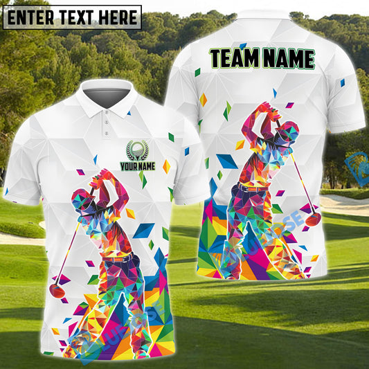 BlueJose Rainbow Swing Golf Polo Shirt, Custom Name & Team Name Golf 3D Shirts