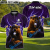 BlueJose Thunder Bear Golf Polo Shirt, Customized Name & Team Name 3D Shirts (4 Colors)
