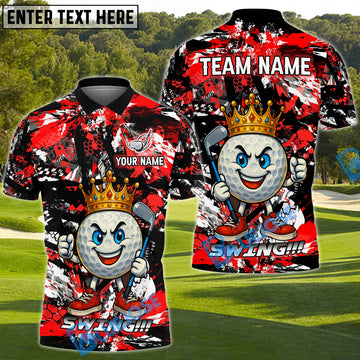 BlueJose King of Swing Golf Polo Shirt, Custom Name & Team Name 3D Shirts