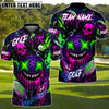 BlueJose Neon Skull Golf Monster Polo Shirt, Customized Name & Team Name 3D Shirts (4 Colors)