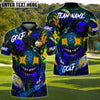 BlueJose Neon Skull Golf Monster Polo Shirt, Customized Name & Team Name 3D Shirts (4 Colors)