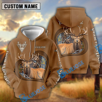 BlueJose Elk Hunting Heart Hoodie Personalized 3D Hoodie For Hunting Lover