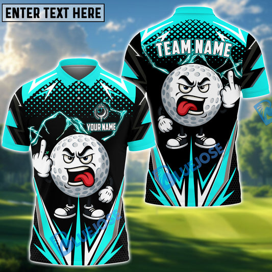 BlueJose Funny Angry Golf Ball Polo Shirt, Customized Name & Team Name 3D Shirts (4 Colors)