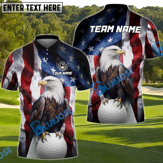 BlueJose Patriotic Eagle Golf Polo Shirt, Custom Name & Team Name 3D Shirts