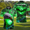 BlueJose Flaming Eagle Golf Polo Shirt, Customized Name & Team Name 3D Shirts (4 Colors)