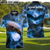 BlueJose Flaming Eagle Golf Polo Shirt, Customized Name & Team Name 3D Shirts (4 Colors)