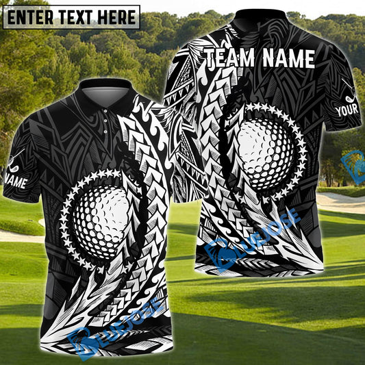BlueJose Tribal Swing Golf Polo Shirt, Custom Name & Team Name 3D Shirts