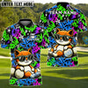 BlueJose Cool Cat Swing Golf Polo Shirt, Customized Name & Team Name 3D Shirts (4 Colors)