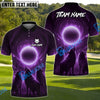 BlueJose Wolf Moon Swing Golf Polo Shirt, Customized Name & Team Name 3D Shirts (4 Colors)
