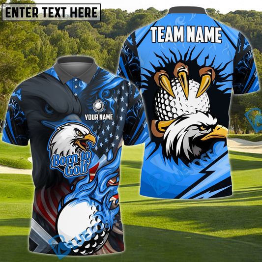 BlueJose Eagle Fire Golf Polo Shirt, Customized Name & Team Name 3D Shirts (4 Colors)