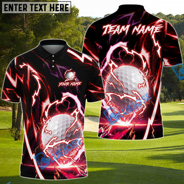 BlueJose Thunder Strike Golf Polo Shirt, Customized Name & Team Name 3D Shirts (4 Colors)