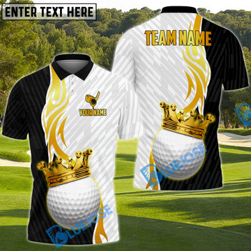 BlueJose Golf Ball Crown King Gradient Line Premium Multicolor Golf Polo Shirt, Customized Name & Team Name 3D Shirts (4 Colors)