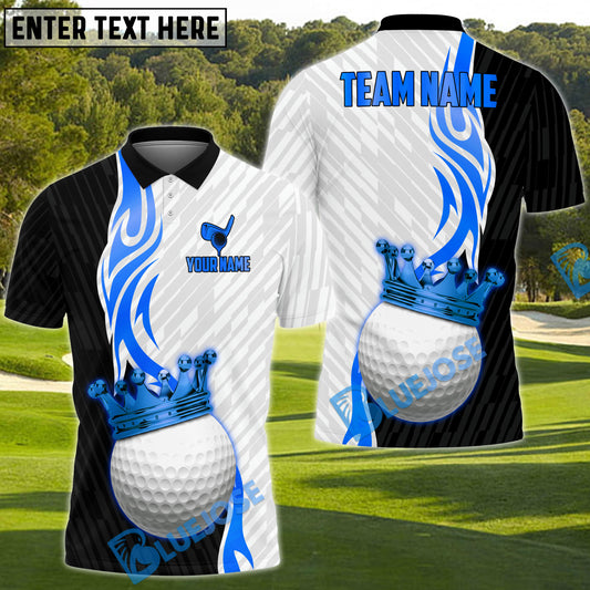 BlueJose Golf Ball Crown King Gradient Line Premium Multicolor Golf Polo Shirt, Customized Name & Team Name 3D Shirts (4 Colors)
