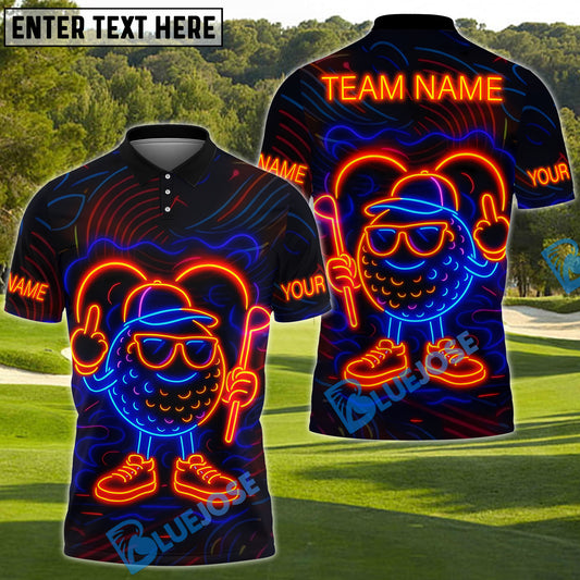 BlueJose Neon Swing Ball Golf Polo Shirt, Customized Name & Team Name 3D Shirts (4 Colors)