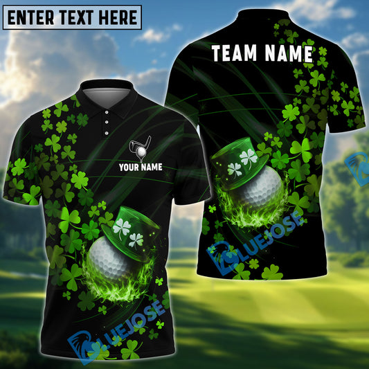 BlueJose Lucky Shamrock Golf Polo Shirt Custom Name & Team Name 3D Shirts