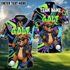 BlueJose Cool Bear Golf Polo Shirt, Customized Name & Team Name 3D Shirts (4 Colors)