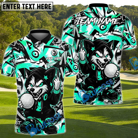 BlueJose Savage Wolf Golfer Polo Customized Name, Team Name 3D Shirts (4 Colors)