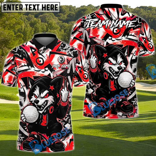 BlueJose Savage Wolf Golfer Polo Customized Name, Team Name 3D Shirts (4 Colors)