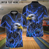 BlueJose Bowling & Pins Lightning Eagle American Flag Gray Customized Name, Team Name 3D Shirt (6 Colors)