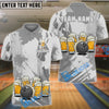 BlueJose Bowling & Pins Funny Beer Lover Customized Name, Team Name 3D Shirt (6 Colors)