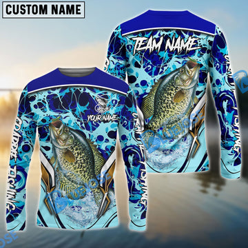 Bluejose Crappie Fishing Blue Fiction Sea Custom Name & Team Name 3D Shirts