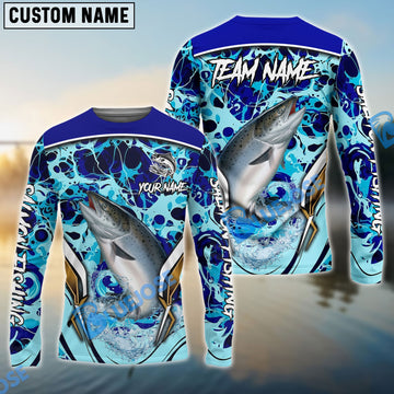 Bluejose Salmon Fishing Blue Fiction Sea Custom Name & Team Name 3D Shirts