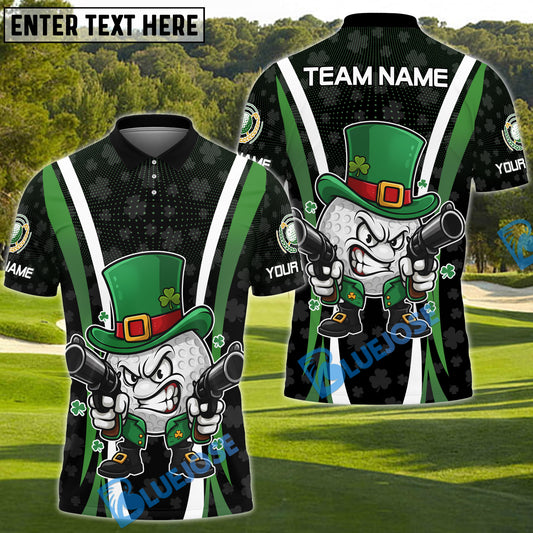 BlueJose Funny Irish Cowboy St. Patrick Golf Polo Shirt Customized Name, Team Name Shirts