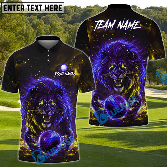 BlueJose Electric Lion Golf Polo Customized Name, Team Name 3D Shirts (4 Colors)