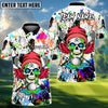 BlueJose Graffiti Skull Golf Polo Customized Name, Team Name 3D Shirts (4 Colors)