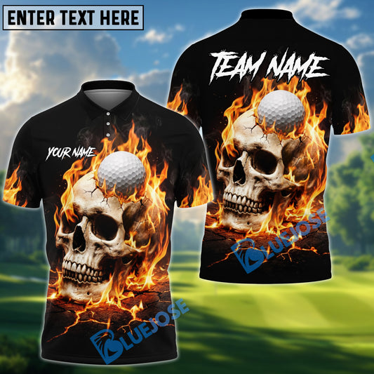 BlueJose Savage Skull Golfer Polo Shirt Customized Name, Team Name Shirts