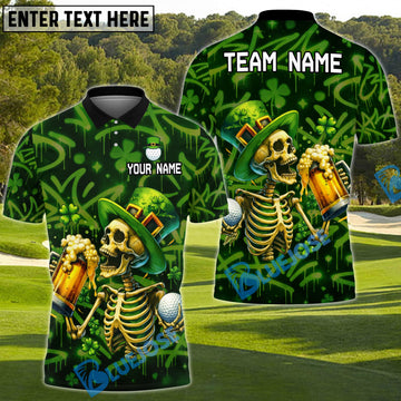BlueJose St. Patrick’s Beer & Birdies Golf Polo Shirt Customized Name, Team Name Shirts