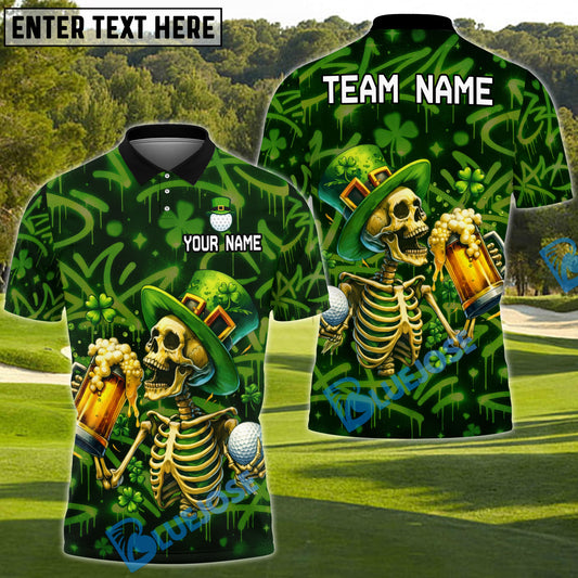 BlueJose St. Patrick’s Beer & Birdies Golf Polo Shirt Customized Name, Team Name Shirts