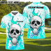 BlueJose Flaming Skull Golf Polo Customized Name, Team Name 3D Shirts (4 Colors)